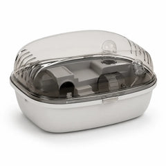 Transparent hamsterbur med löphjul och tillbehör