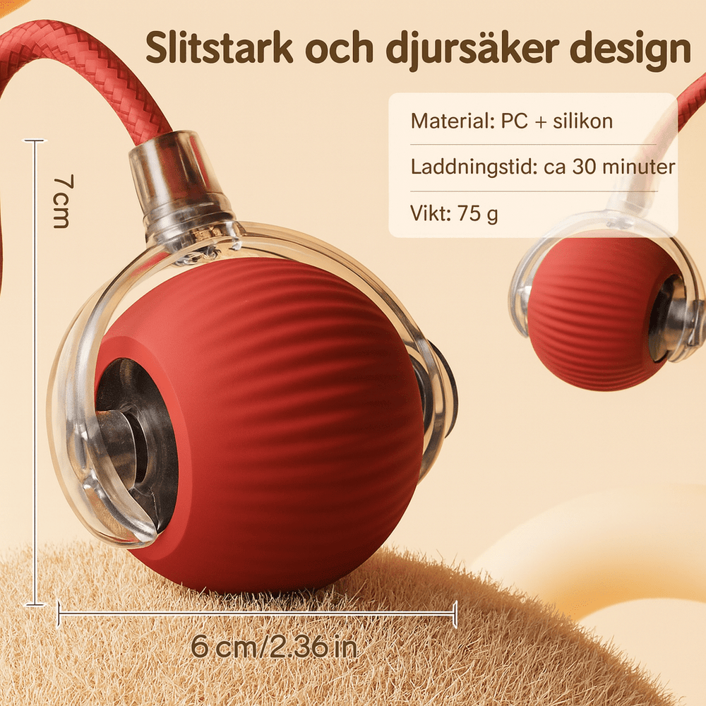 Interaktiv Kattboll med Svans – Självrullande Kattleksak med USB-C